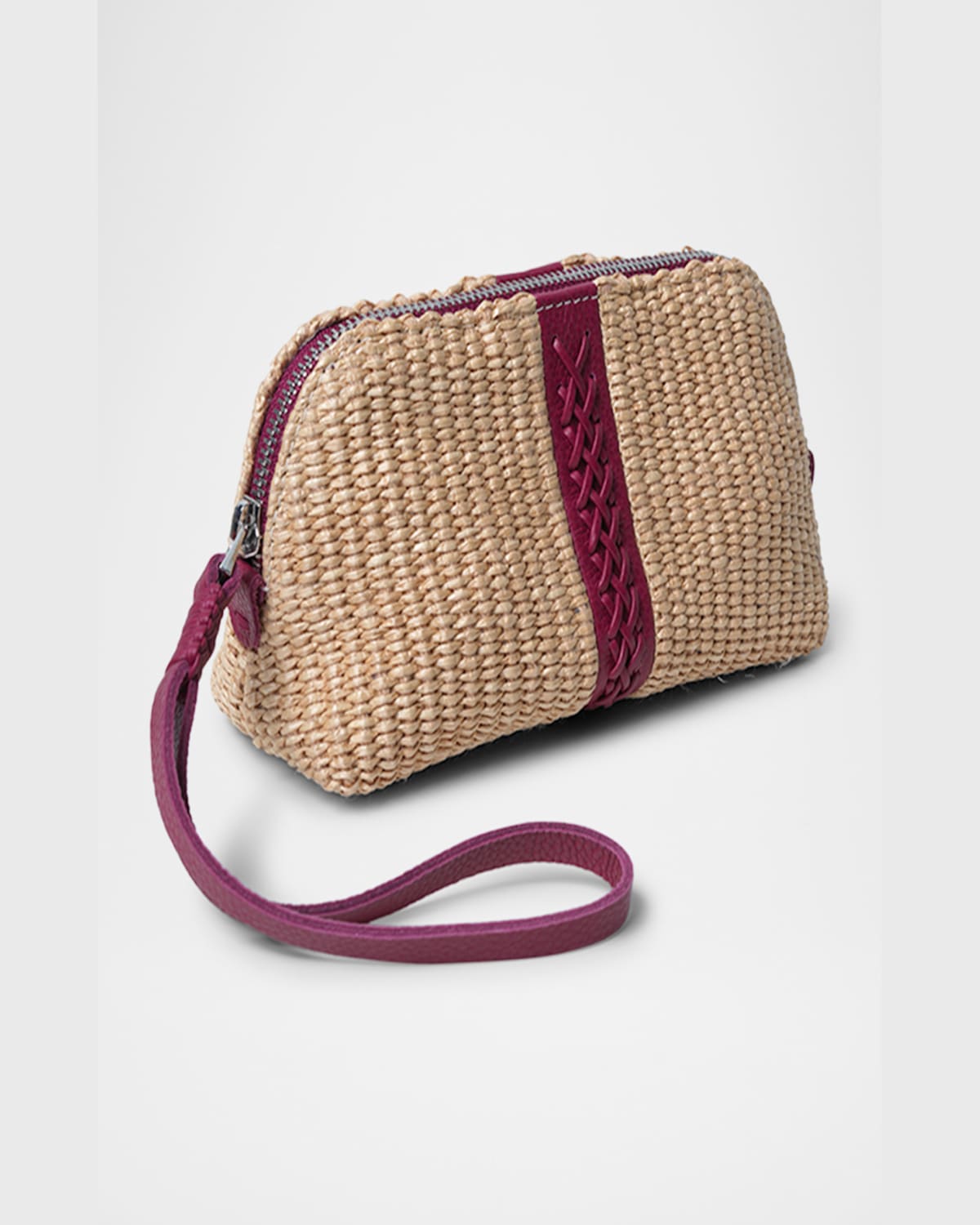 Callista Woven Fabric & Leather Wristlet In Pink