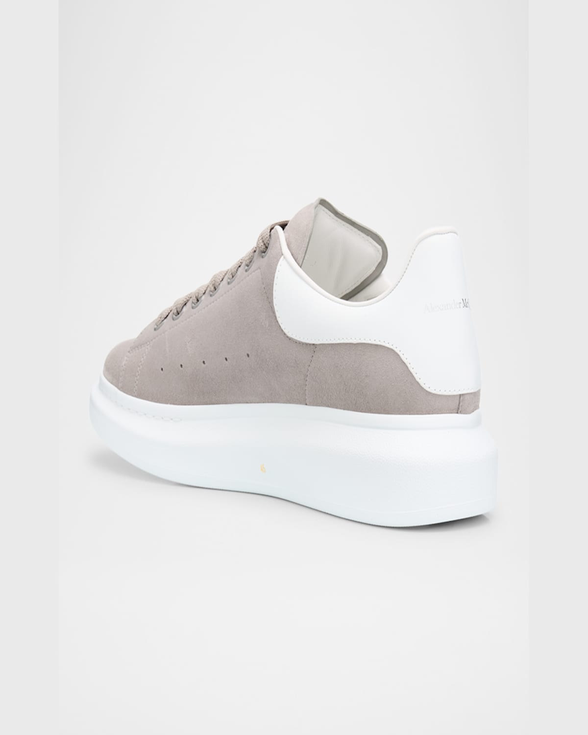 Alexander Mcqueen Men's Oversized Suede Low-top Sneakers In Ivory/grey