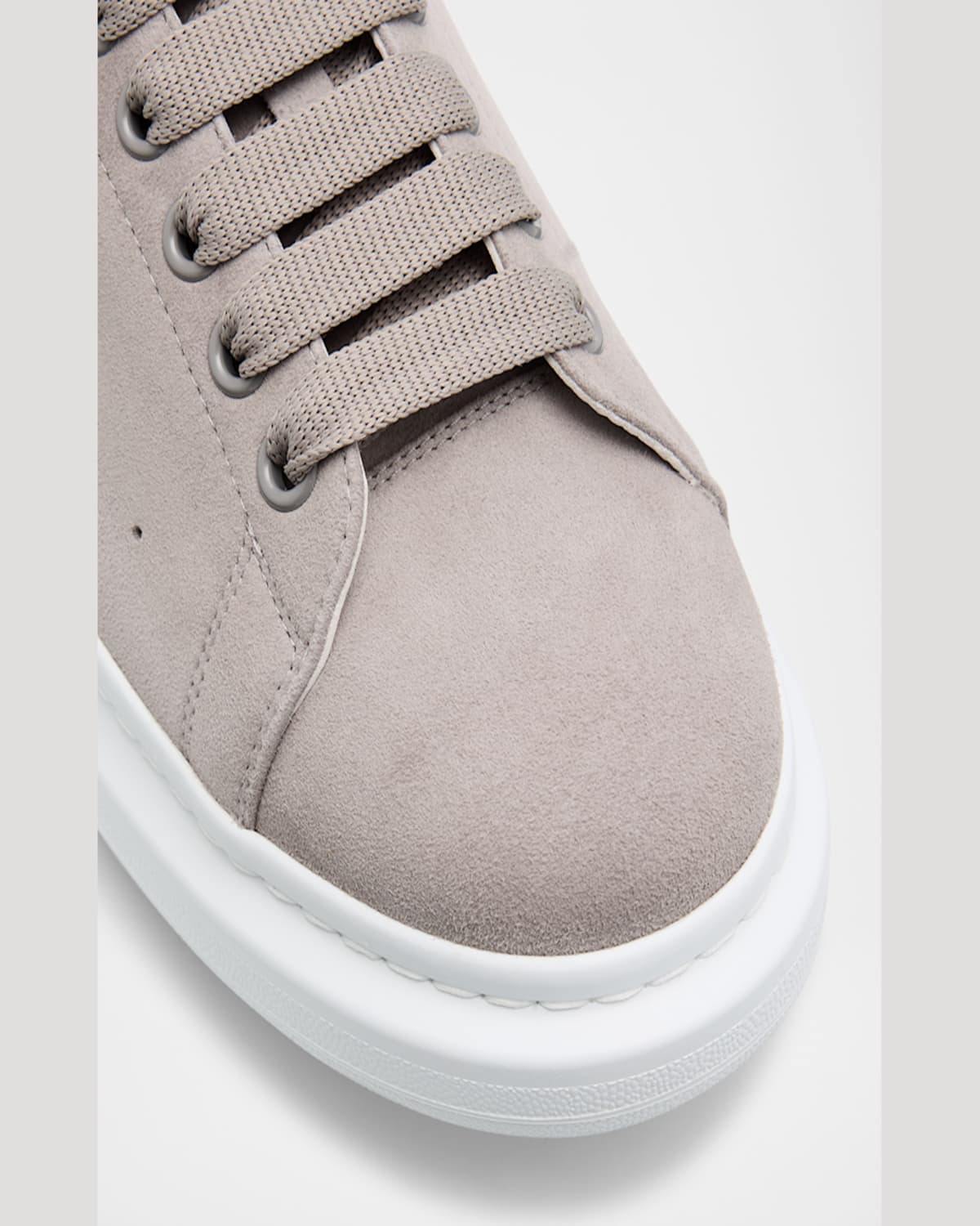 Alexander Mcqueen Men's Oversized Suede Low-top Sneakers In Ivory/grey