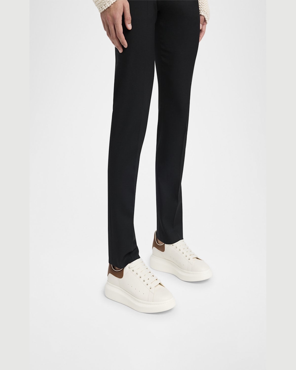 Alexander Mcqueen White Low-top Sneakers With Chunky Sole And Contrasting Heel Tab In Leather Man In Brown