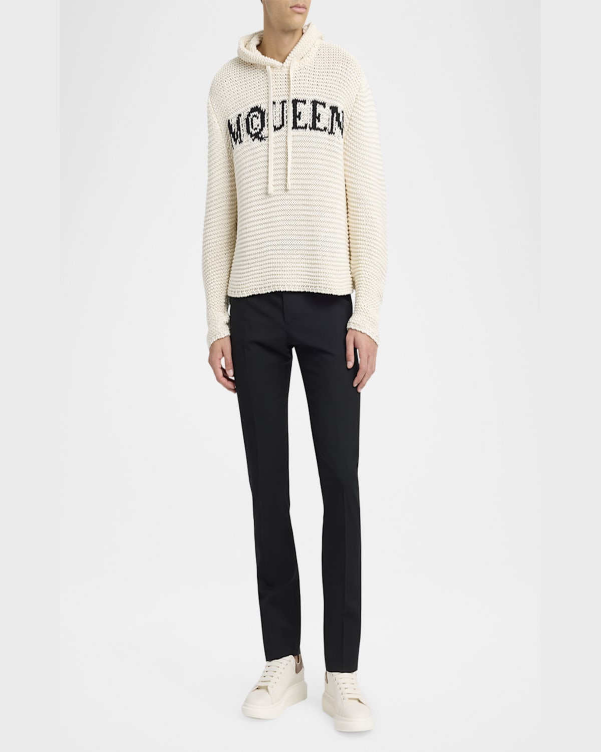 Alexander Mcqueen White Low-top Sneakers With Chunky Sole And Contrasting Heel Tab In Leather Man In Brown