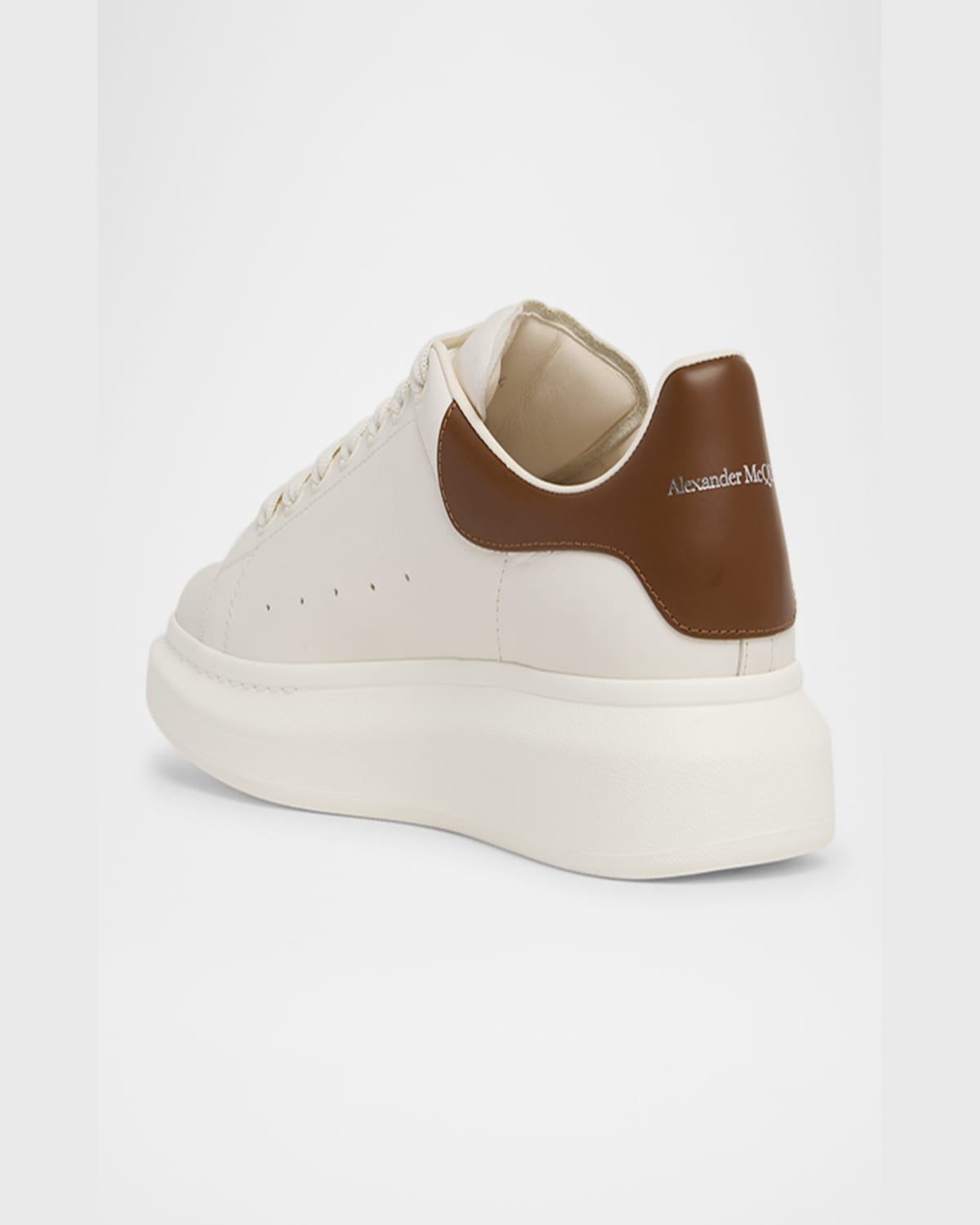 Alexander Mcqueen White Low-top Sneakers With Chunky Sole And Contrasting Heel Tab In Leather Man In Brown