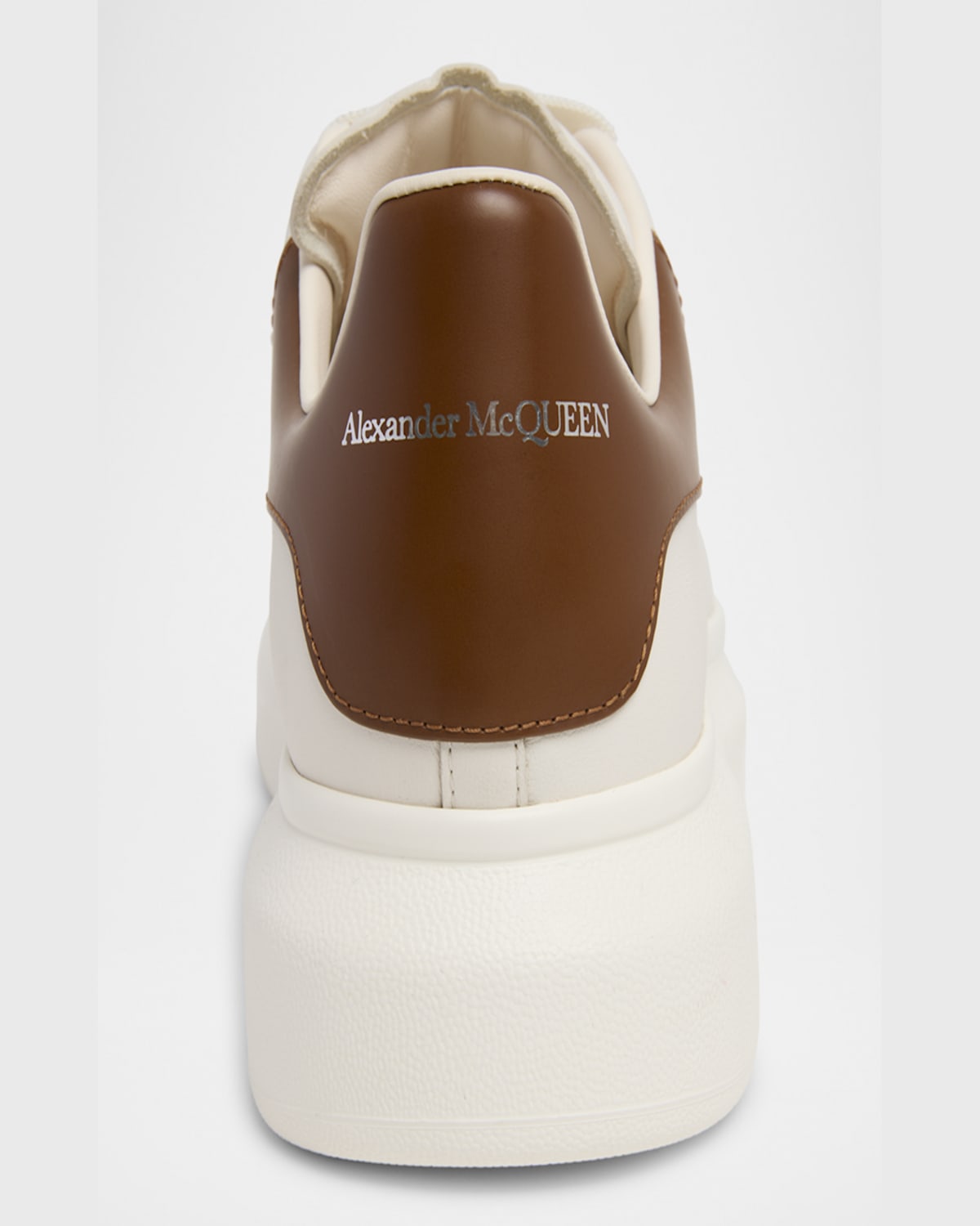 Alexander Mcqueen White Low-top Sneakers With Chunky Sole And Contrasting Heel Tab In Leather Man In Brown