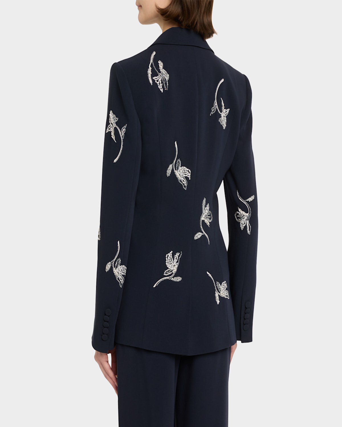 Shop Cinq À Sept Karlie Falling Lillies Blazer In Navy Ivory