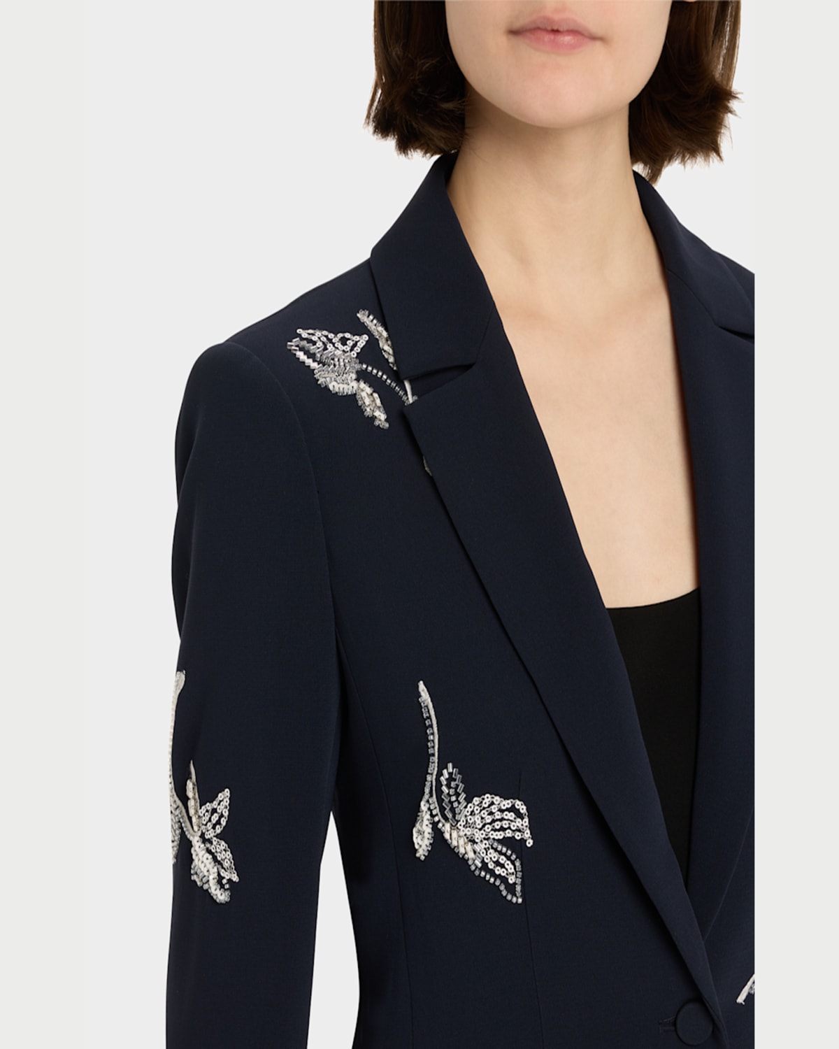 Shop Cinq À Sept Karlie Falling Lillies Blazer In Navy Ivory