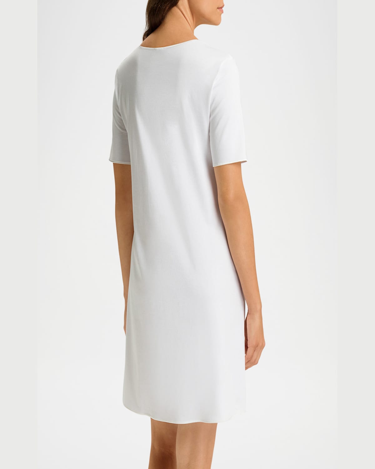 Hanro Silk-trim Mercerized Cotton Nightgown In White