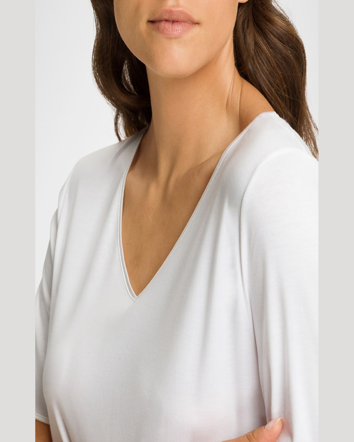Hanro Silk-trim Mercerized Cotton Nightgown In White