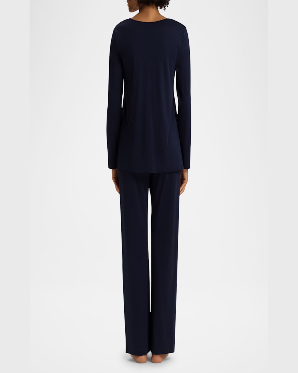 HANRO SILK-TRIM MERCERIZED COTTON PAJAMA SET 