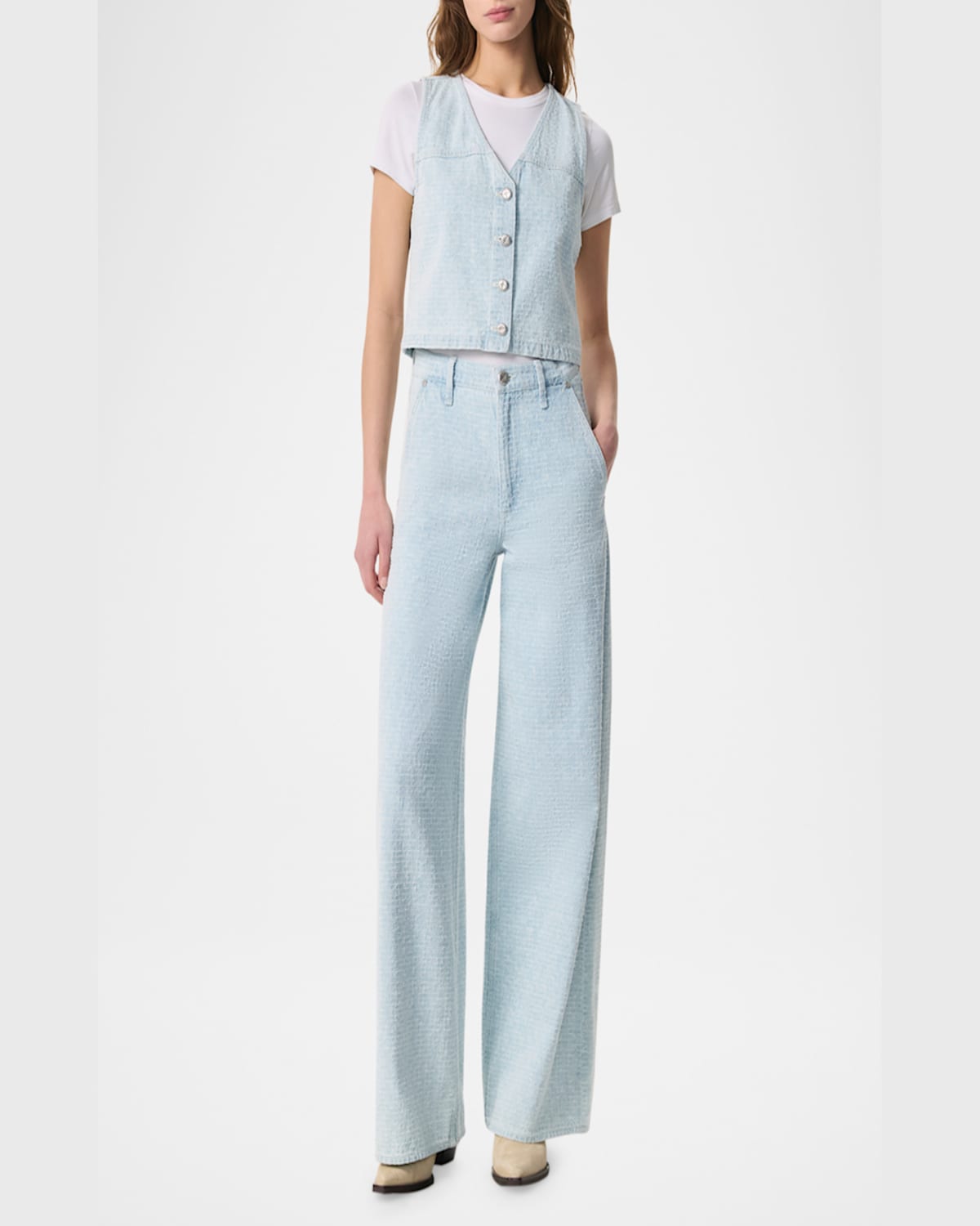 Rag & Bone Juliana Tweed Button-front Vest In Sky Blue Tweed In Blue