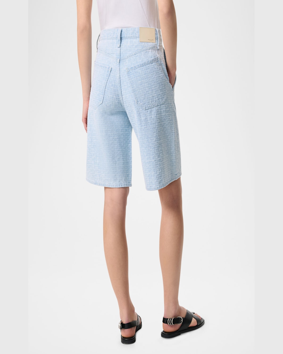 Rag & Bone Blue Tailored Mckenna Textured Denim Shorts In Sktwd