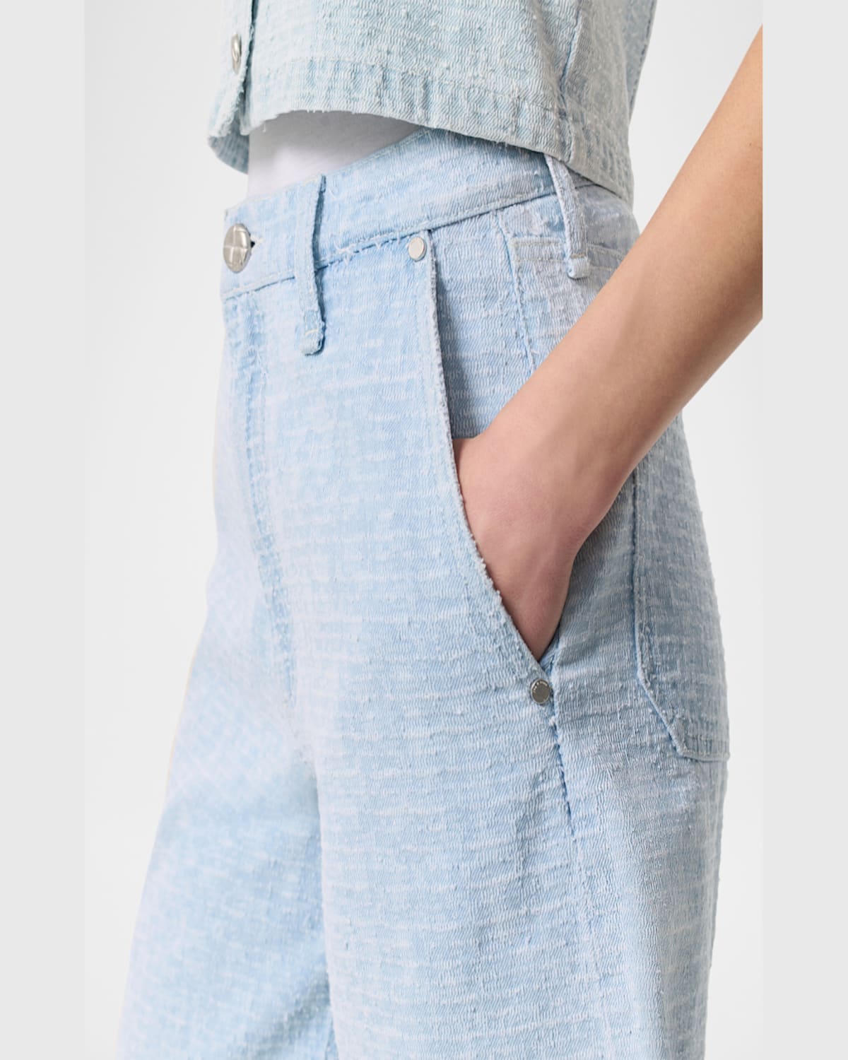 Rag & Bone Blue Tailored Mckenna Textured Denim Shorts In Sktwd