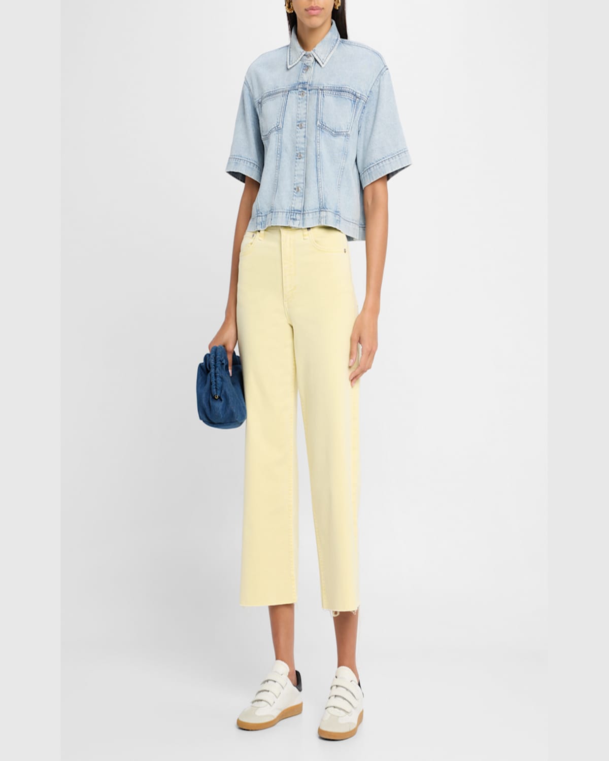 Shop Rag & Bone Andi High-rise Wide-leg Ankle Jeans In Pastelylw