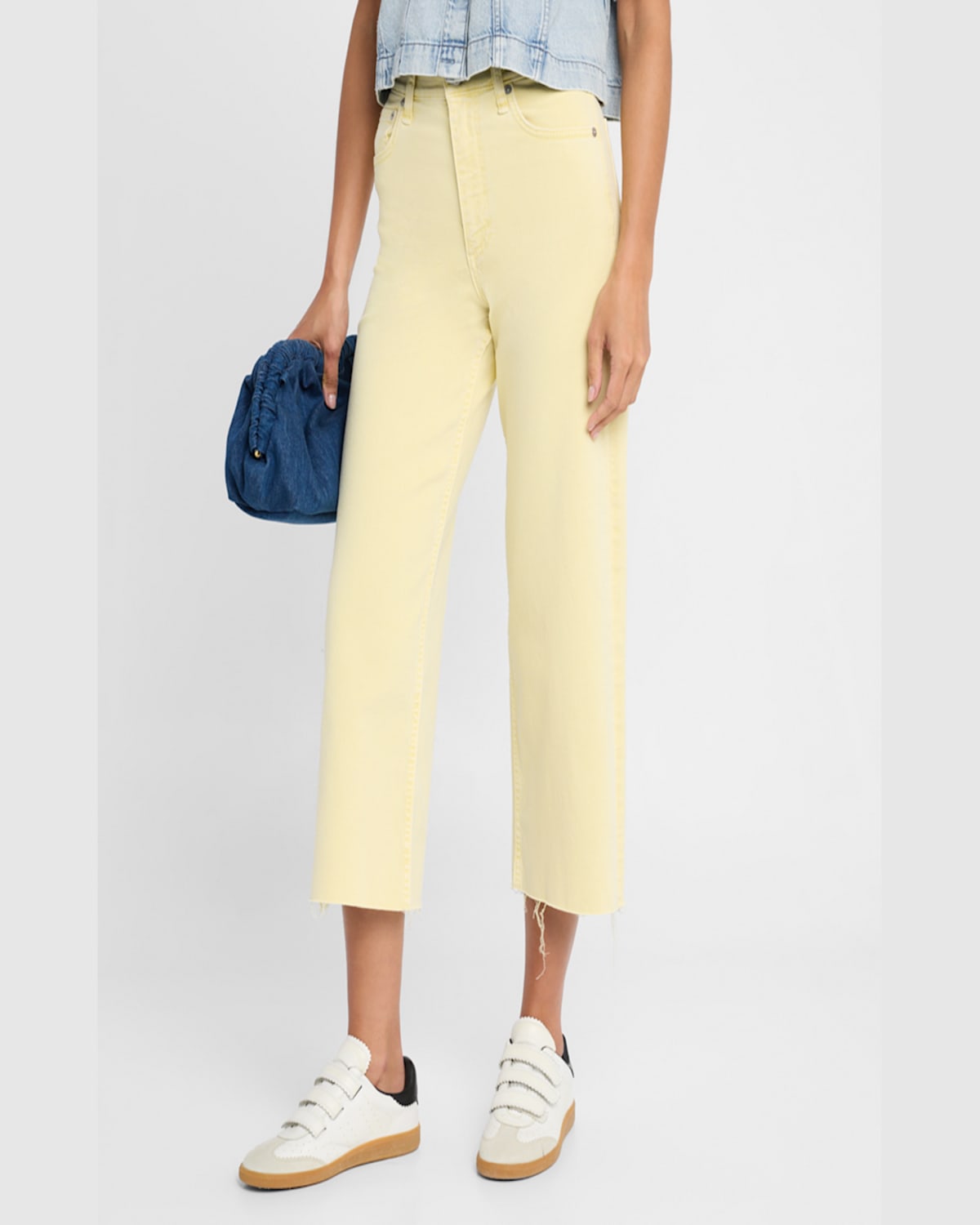 Shop Rag & Bone Andi High-rise Wide-leg Ankle Jeans In Pastelylw