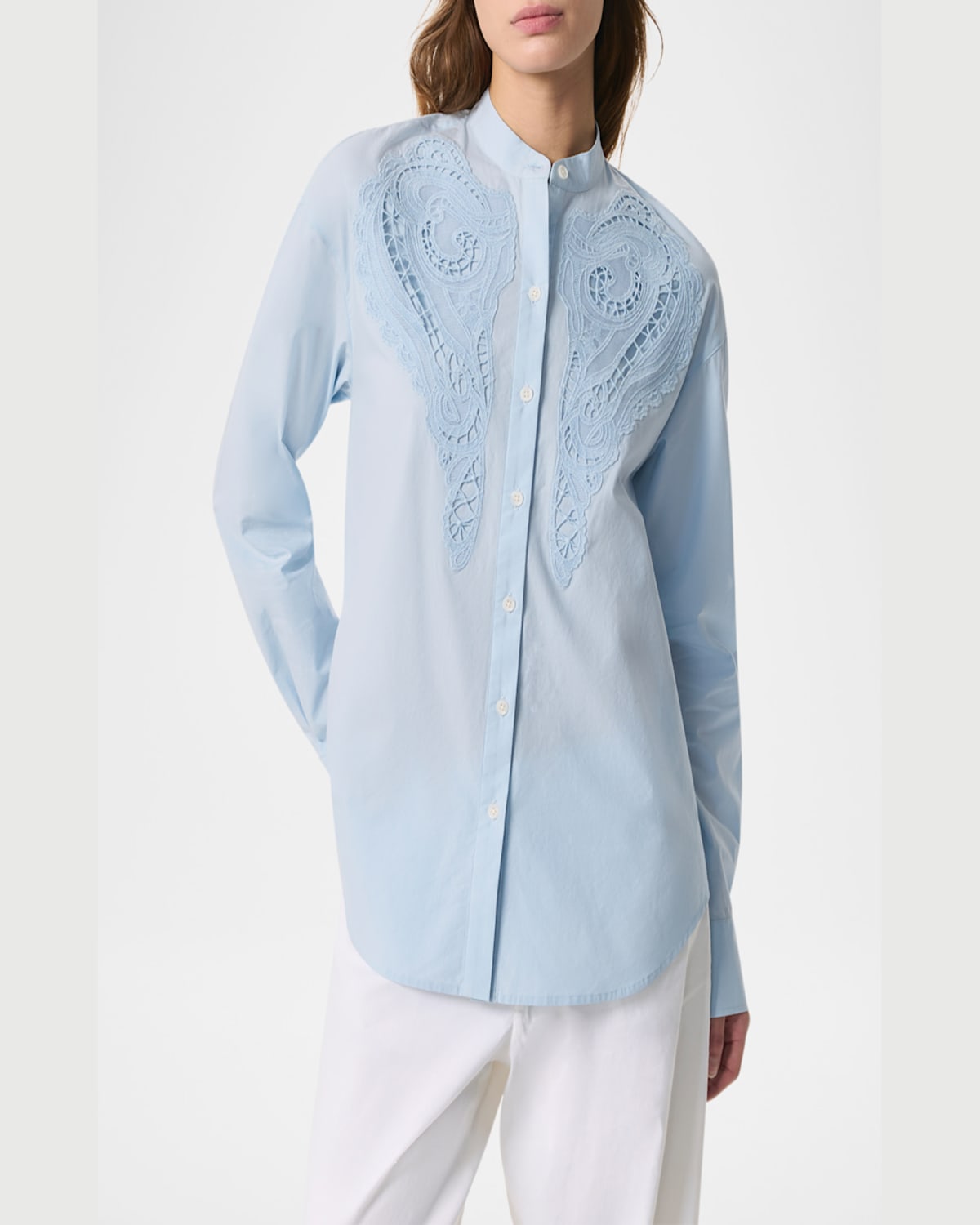 Rag & Bone Ainsley Long-sleeve Embroidered Shirt In Ltblue