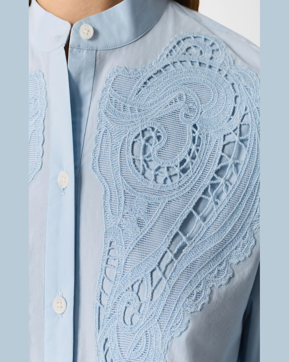 Rag & Bone Ainsley Long-sleeve Embroidered Shirt In Ltblue
