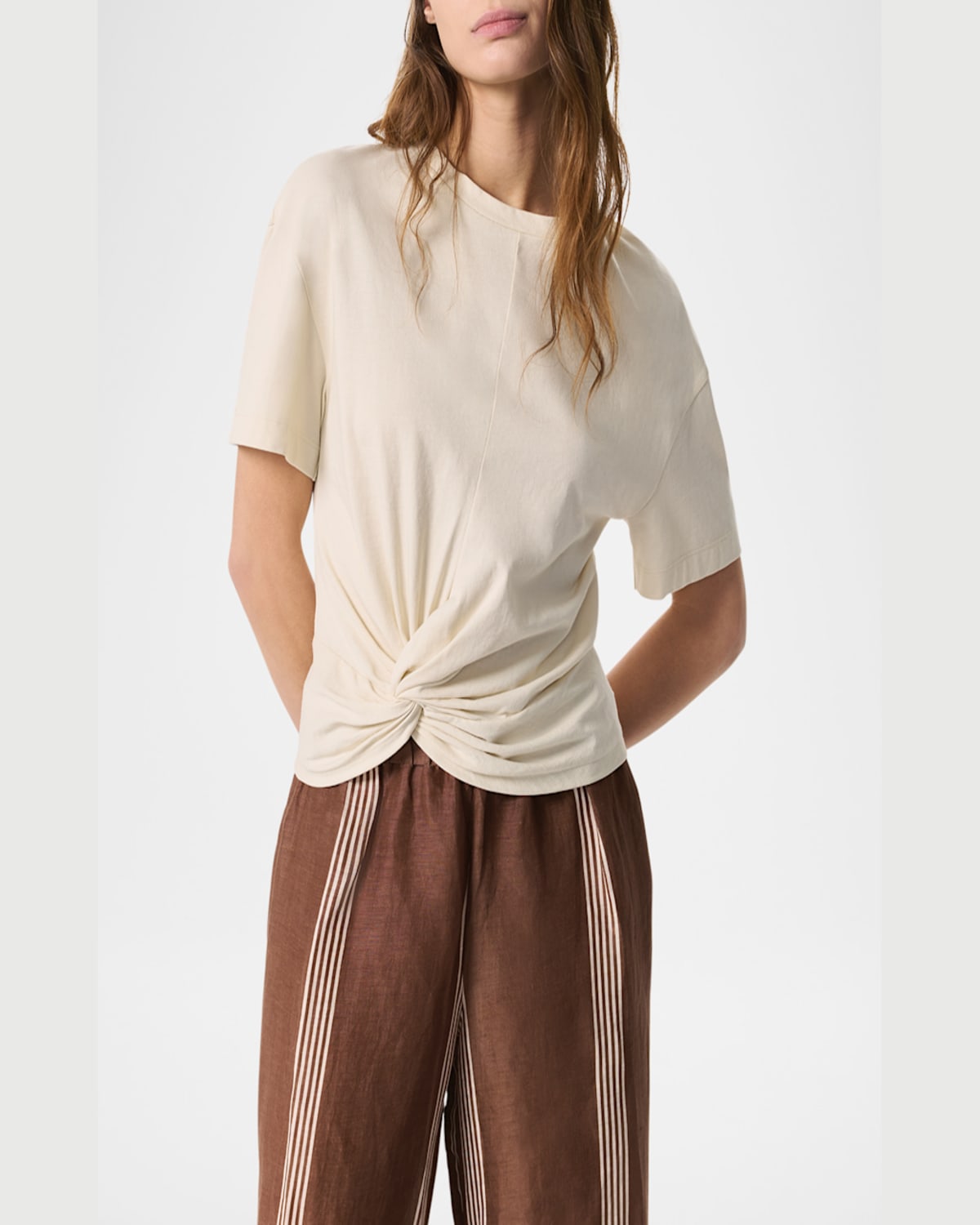 Rag & Bone Mica Draped Tee In Ivory