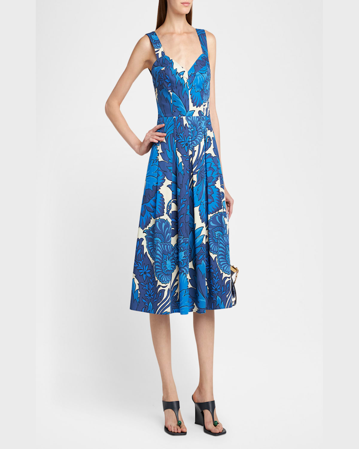 Etro Sleelvess Cotton Sleevless Sundress In Print On Pale Blue B