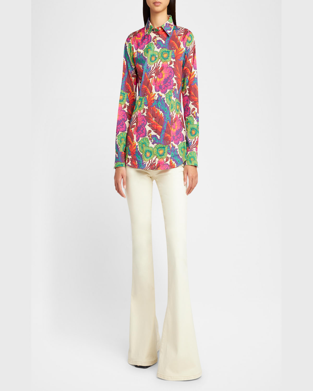 ETRO MID-RISE SOFT DENIM FLARE JEANS 