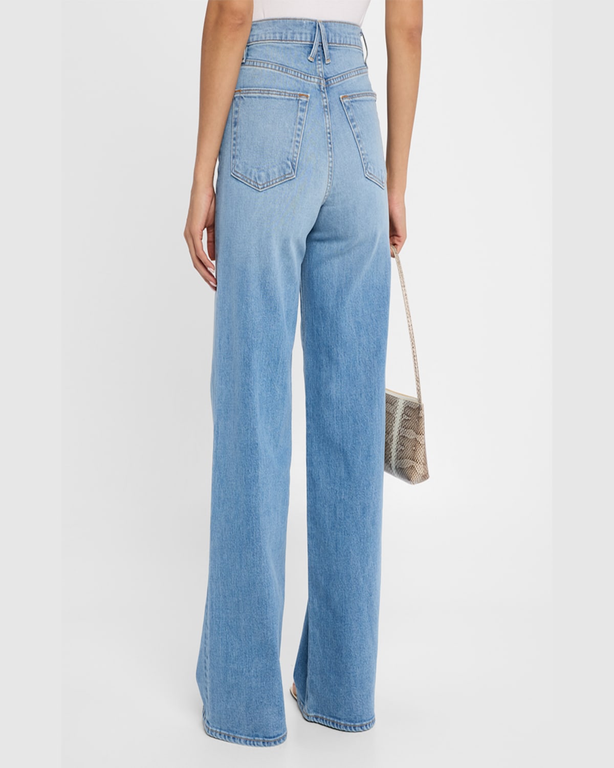 Slvrlake Grace Raw Hem High Waist Ankle Wide Leg Jeans In Catalina Island