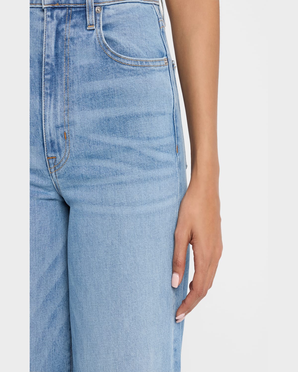 Slvrlake Grace Raw Hem High Waist Ankle Wide Leg Jeans In Catalina Island