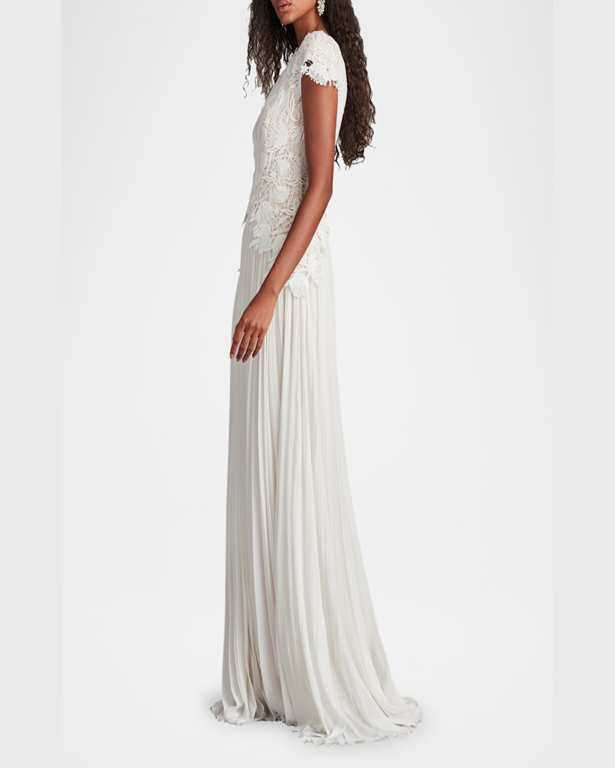 Tadashi Shoji Cassiel Pleated Chiffon Gown In Ivory Petal