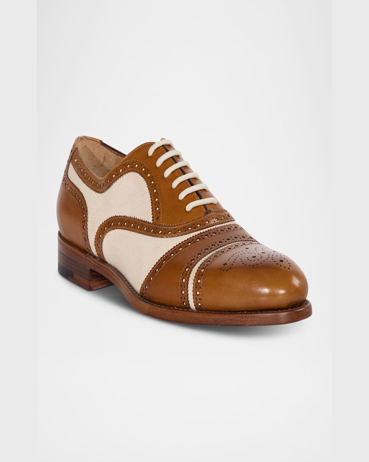 Paul Stuart Men's Specter Canvas And Brogue Leather Derby Shoes