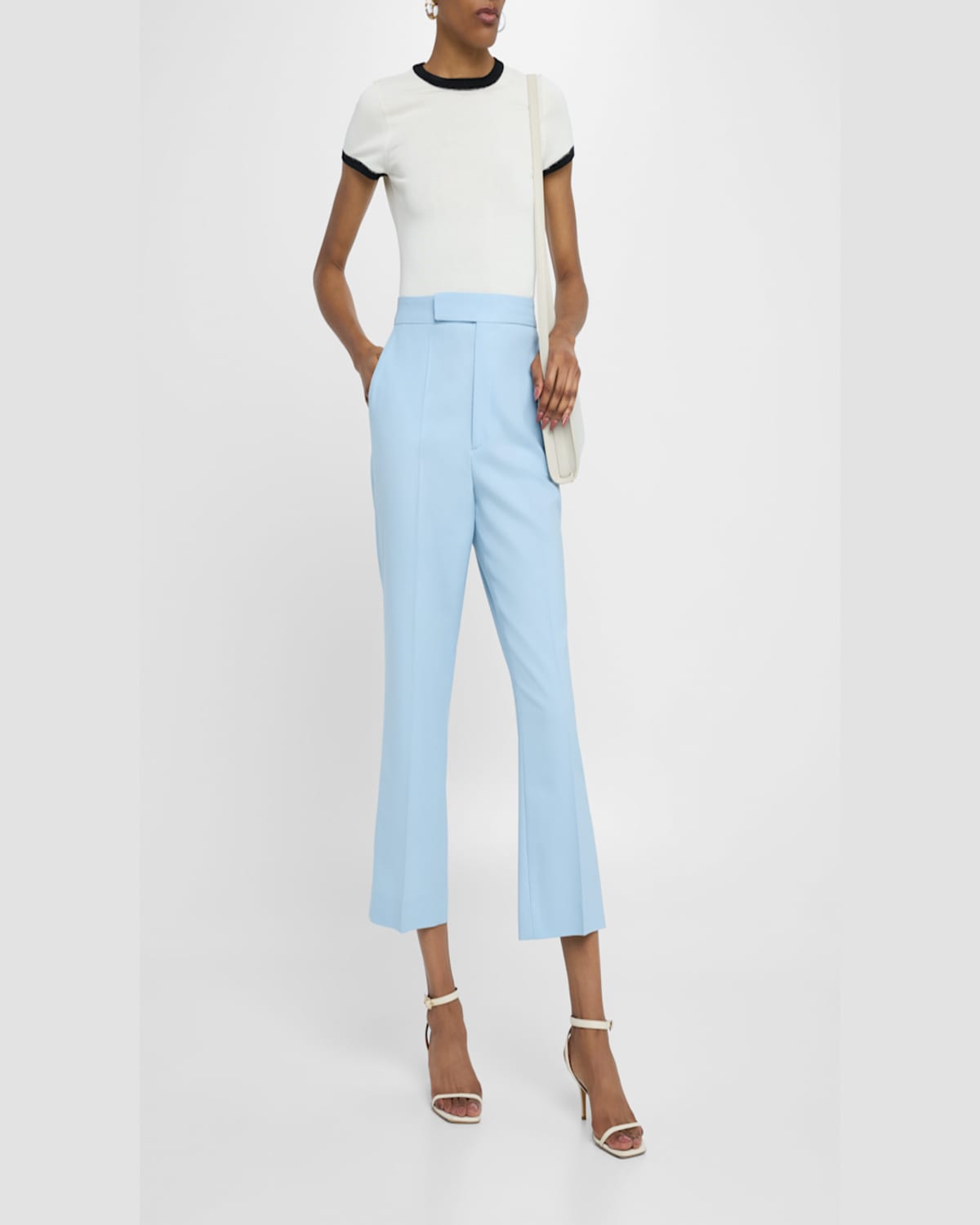 Maria Mcmanus High-rise Kickflare-leg Crop Trousers In Sky Blue
