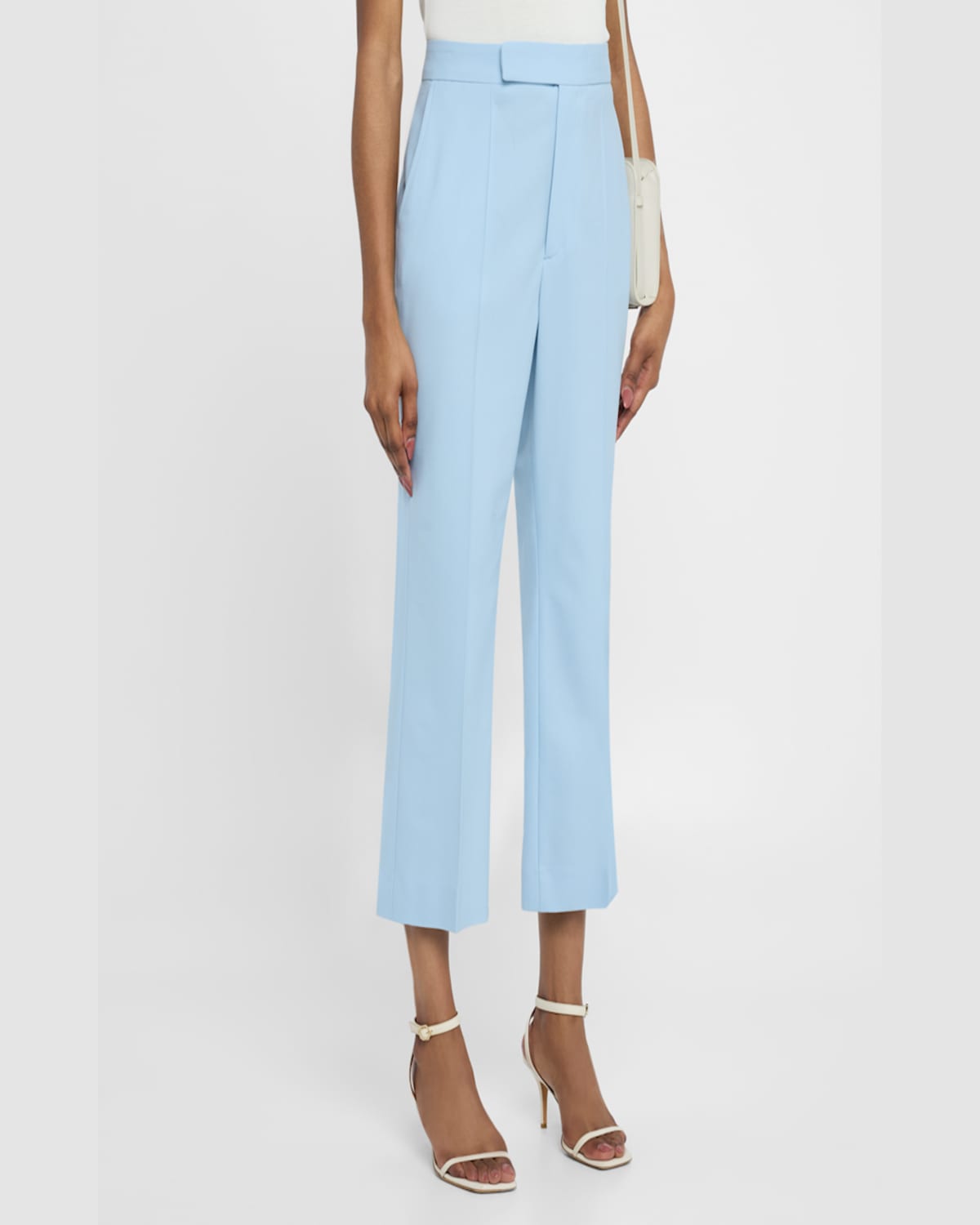 Maria Mcmanus High-rise Kickflare-leg Crop Trousers In Sky Blue