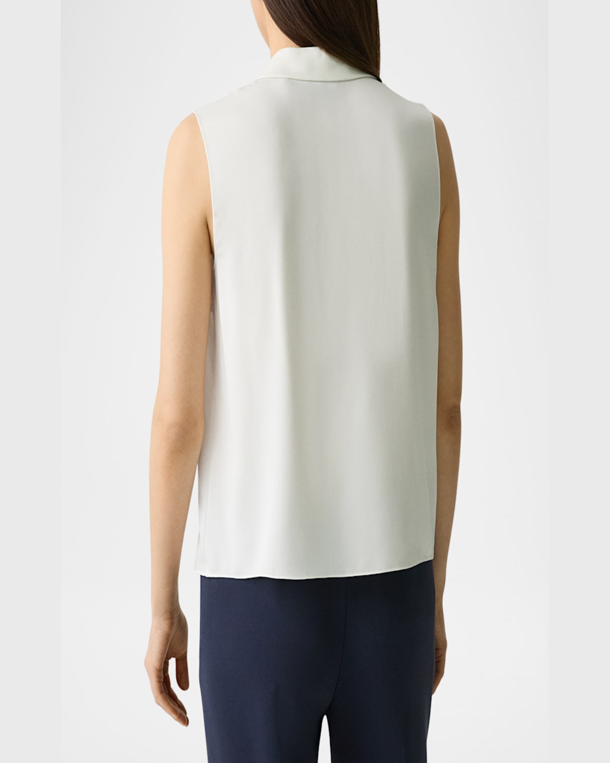 Theory Camp Collar Blouse In Silk Georgette In Ivory