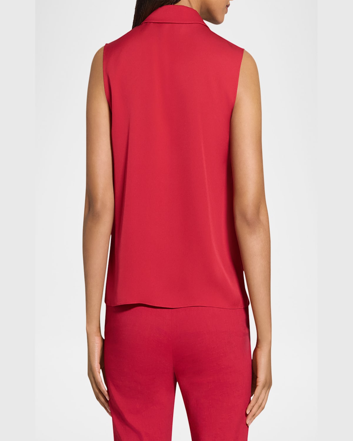 Theory Sleeveless Button Front Silk Top In Chry