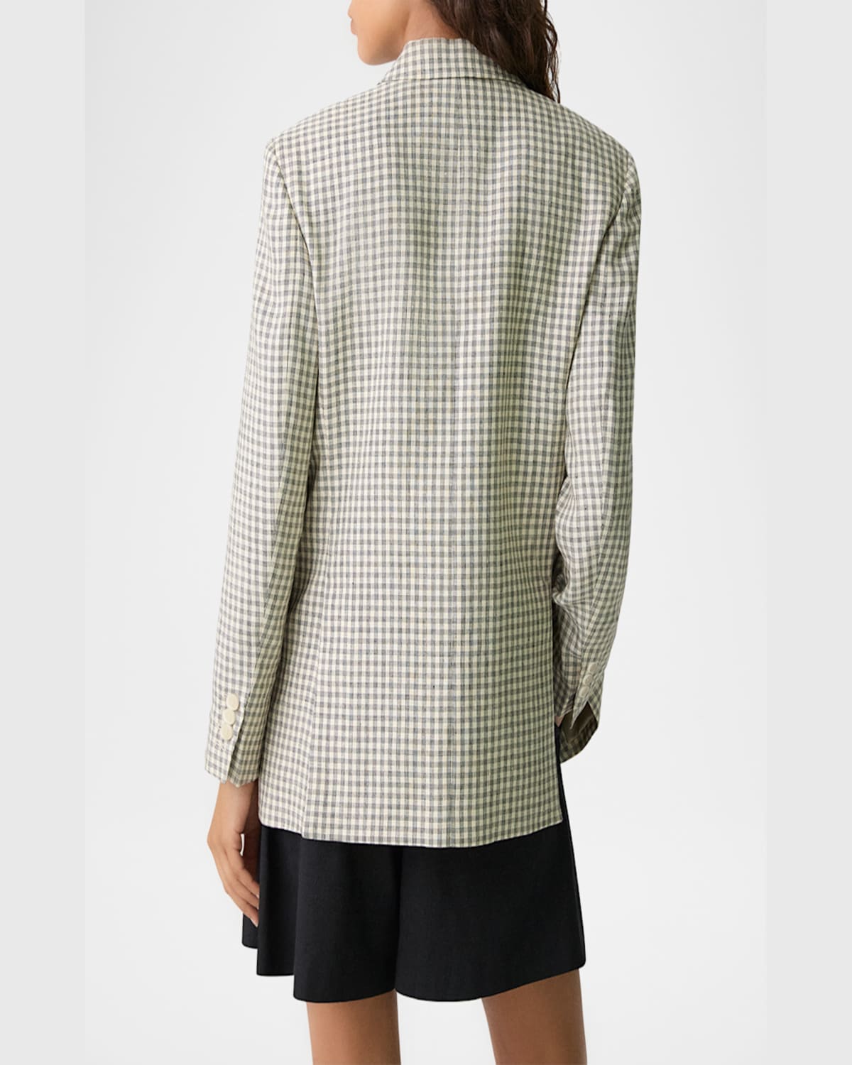 Theory Oversized Straight Linen-blend Blazer In Cream Multi
