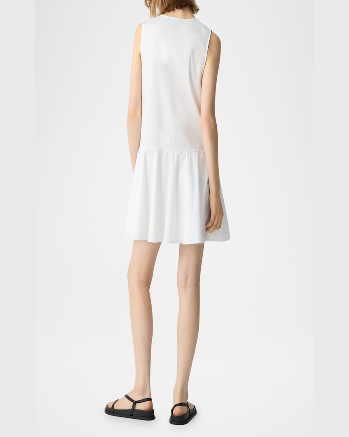 Theory Sleeveless Drop-waist Mini Dress In White