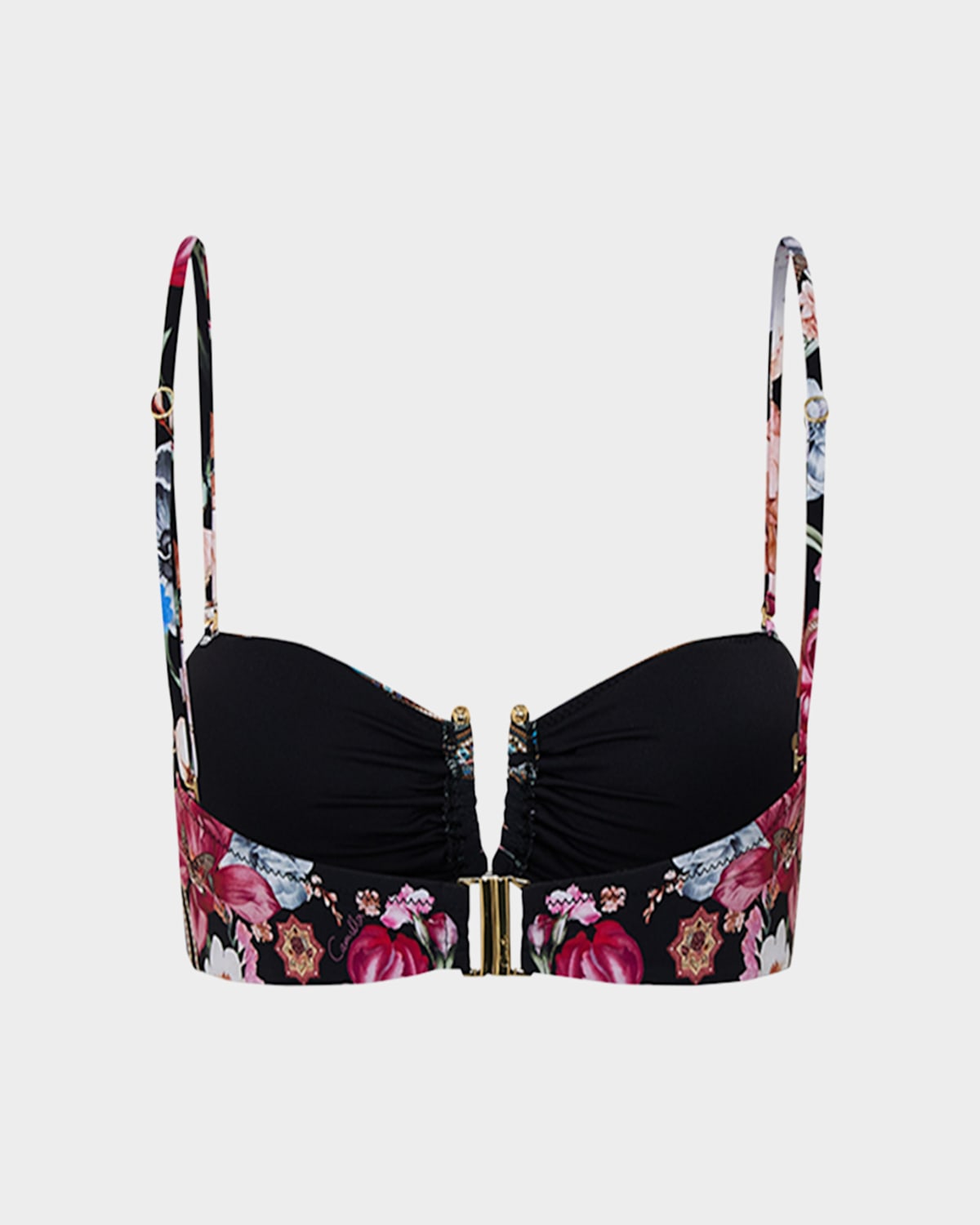 Camilla Floral Print Bandeau Bikini Top In Midnight In Monserrate