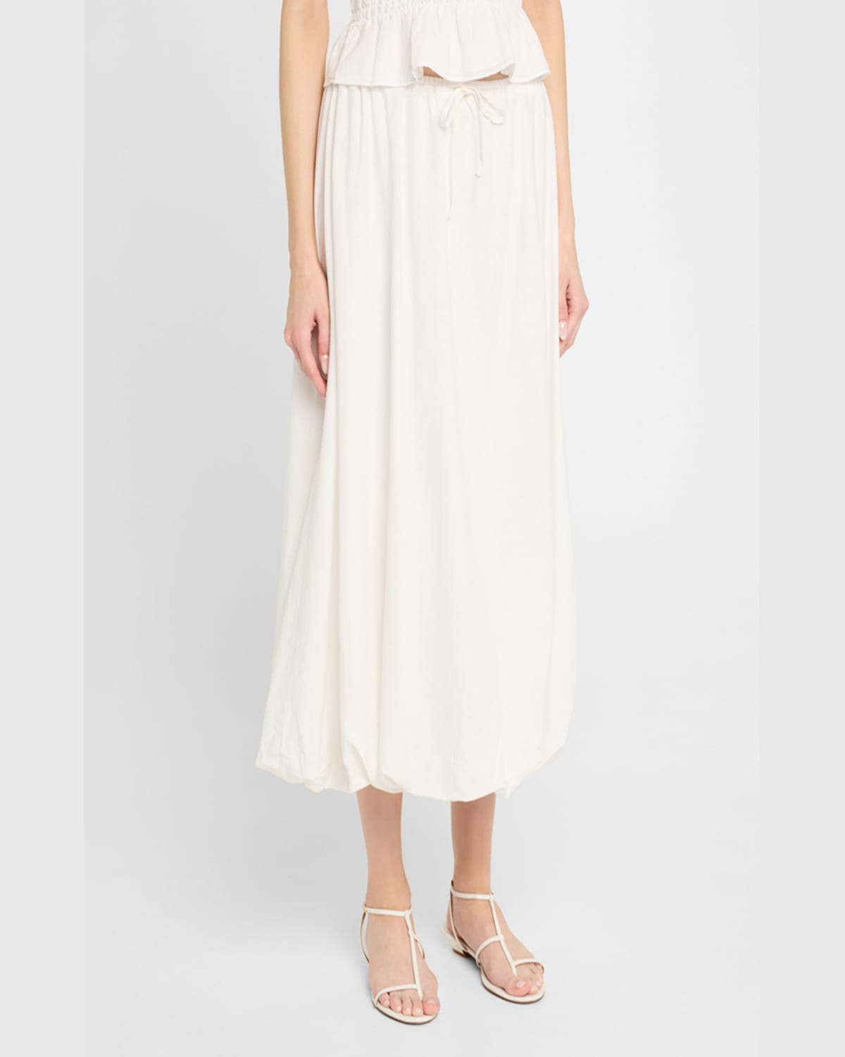 Onia Air Linen Bubble Maxi Skirt In White