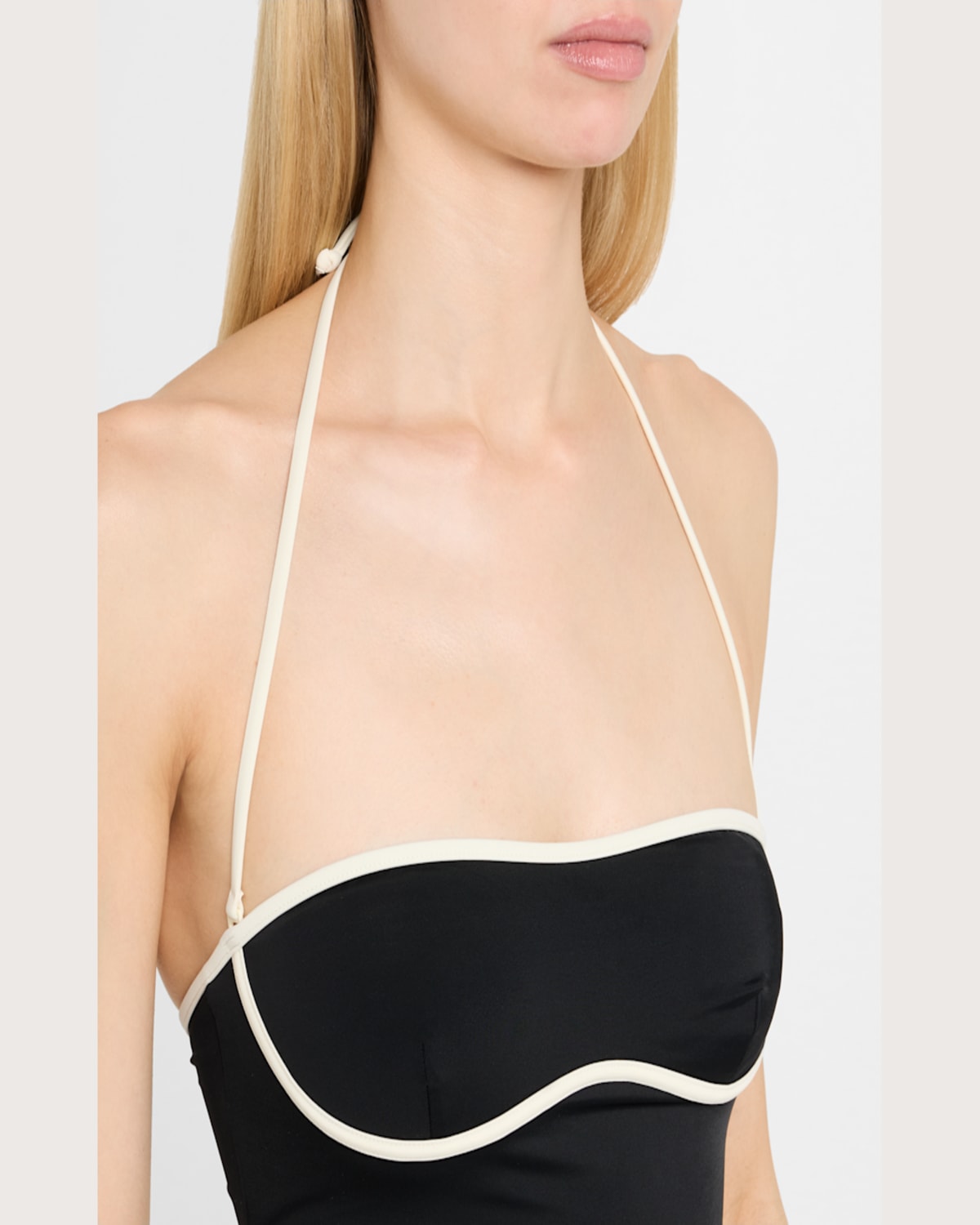 Onia Thea Halter One-piece Swimsuit In Black/egret