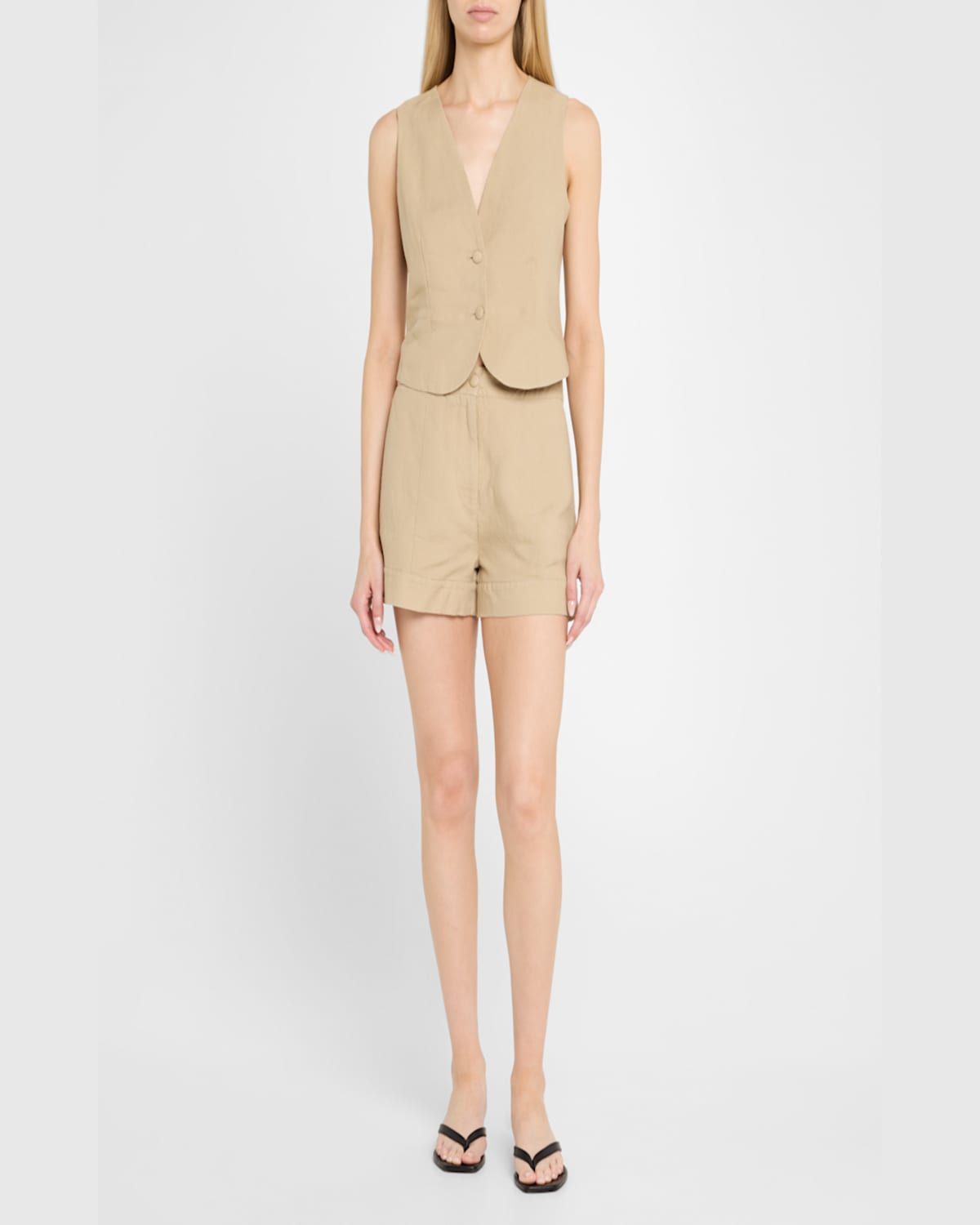 Shop Onia Air Linen Trouser Shorts In Jute
