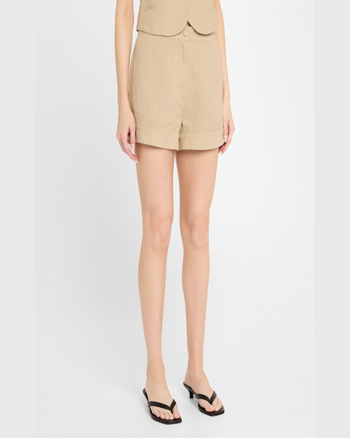 Shop Onia Air Linen Trouser Shorts In Jute