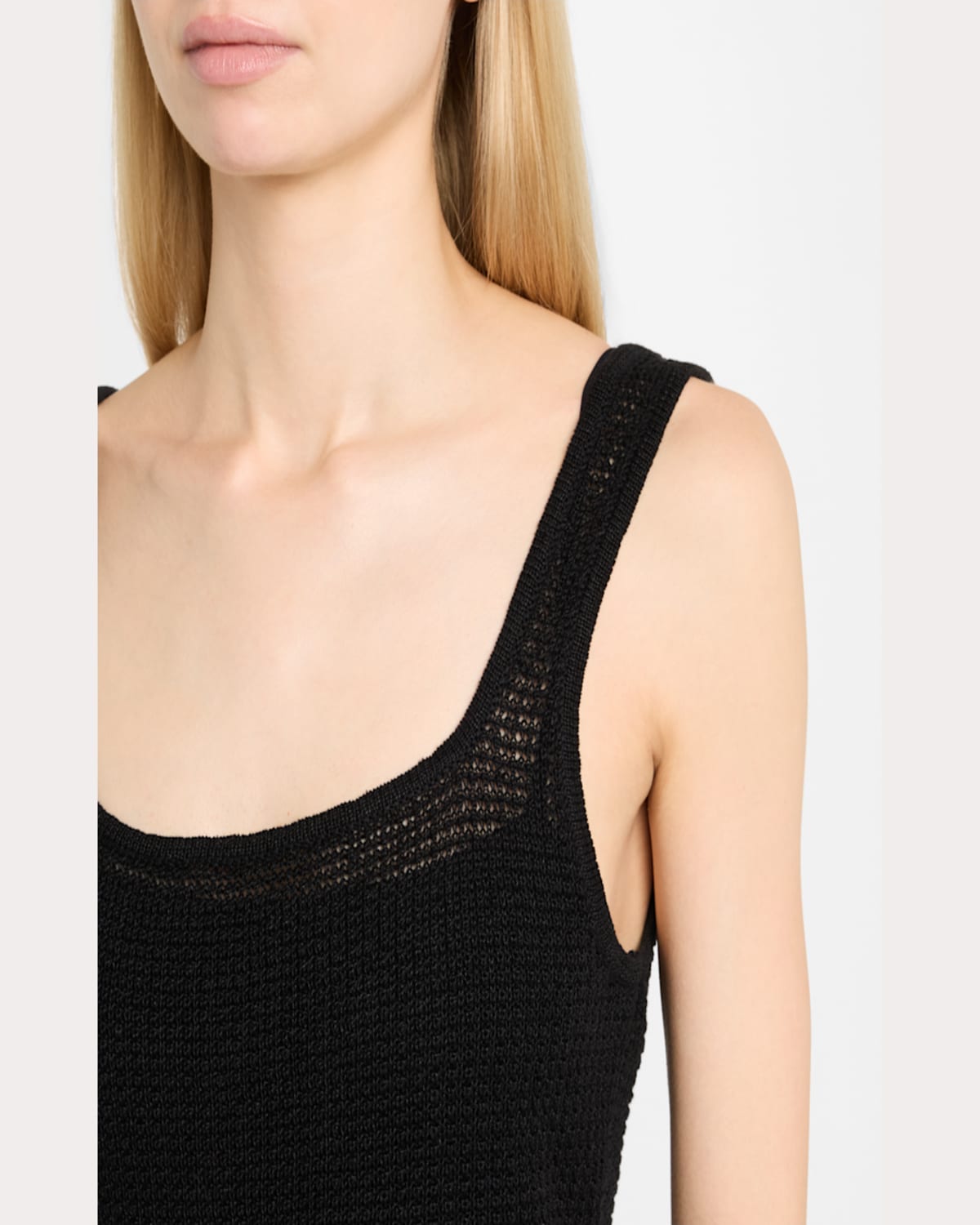 Onia Linen Knit Square-neck Top In Black