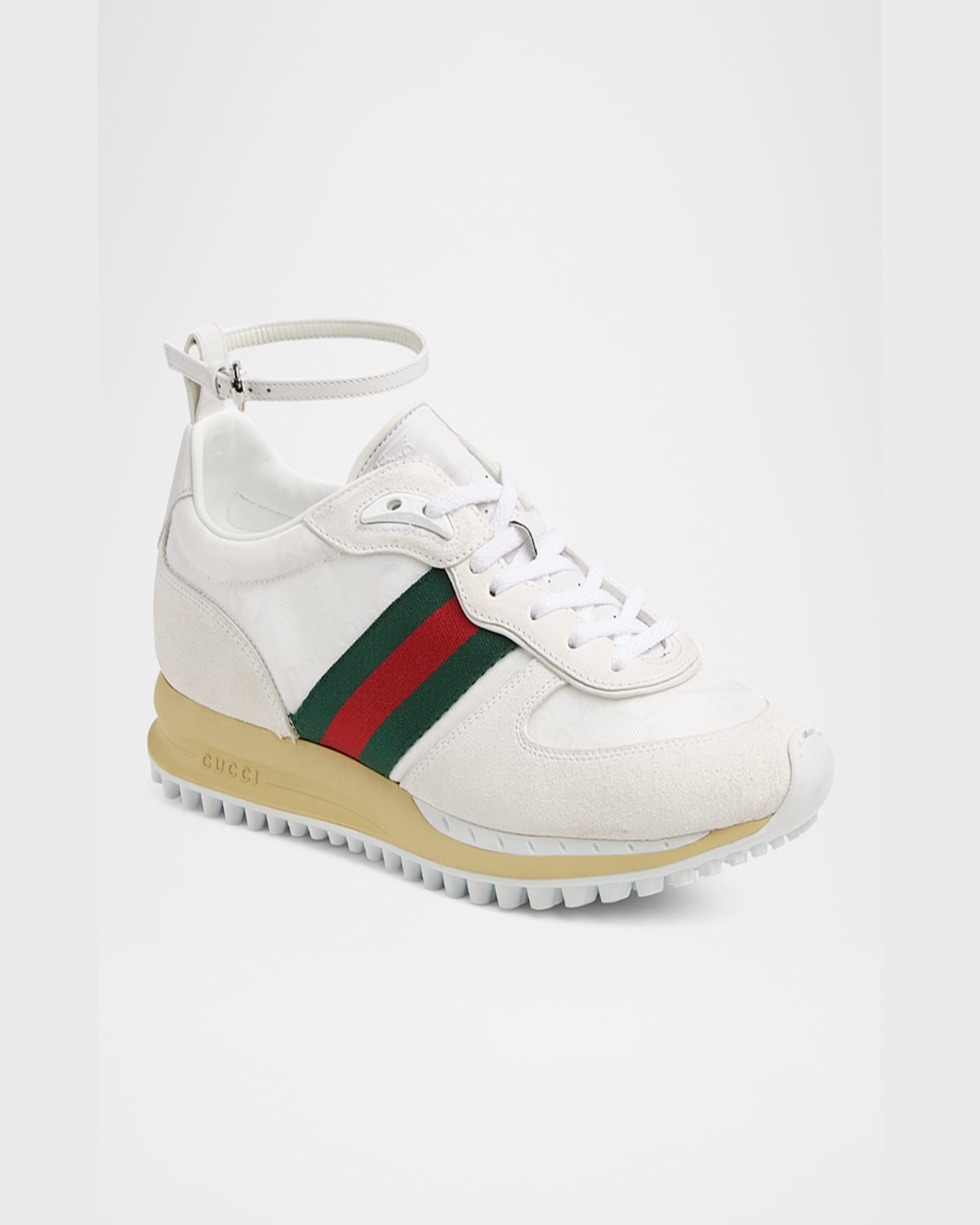 Gucci Motion Sneaker With Adjustable Ankle Strap In White