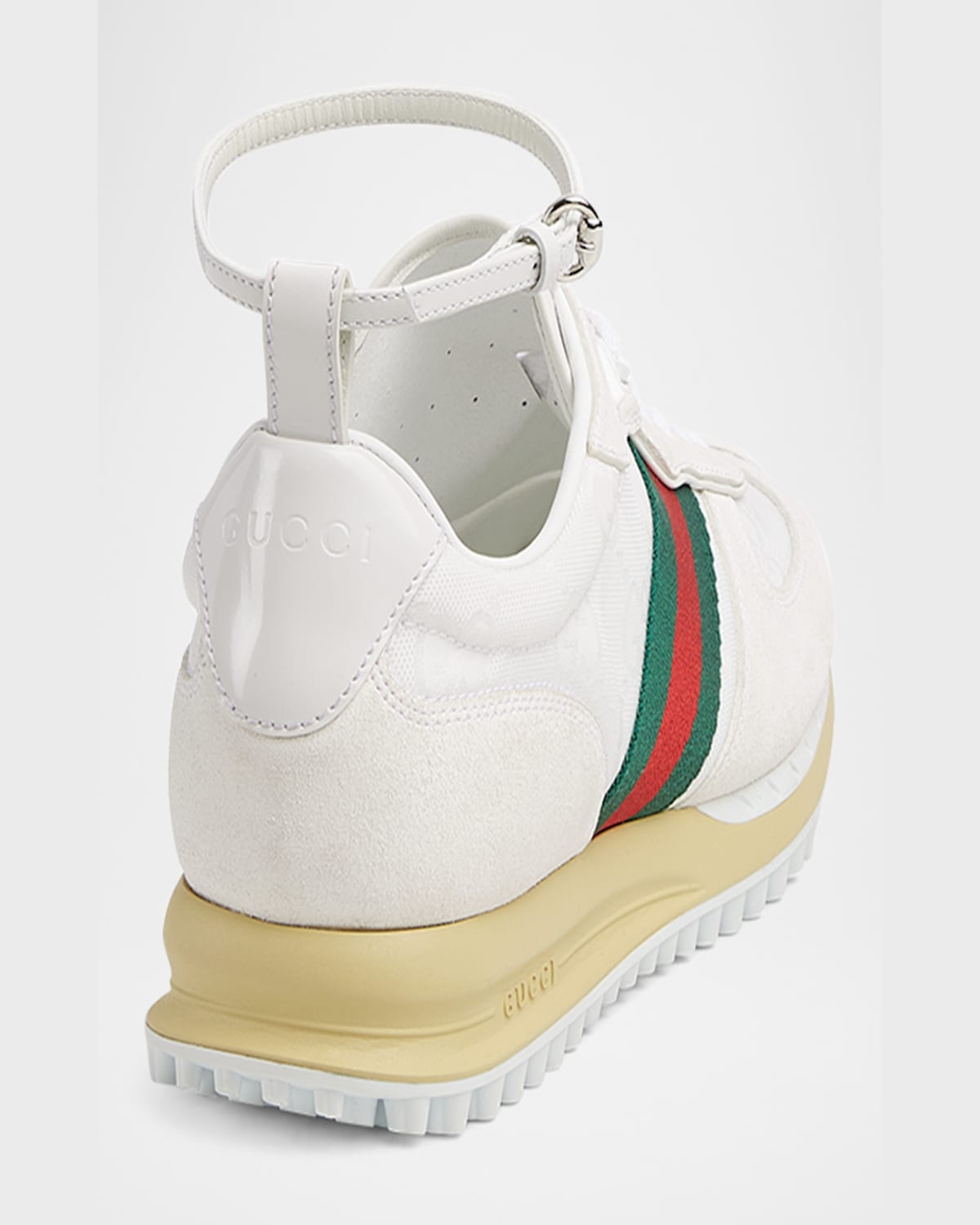 Gucci Motion Sneaker With Adjustable Ankle Strap In White