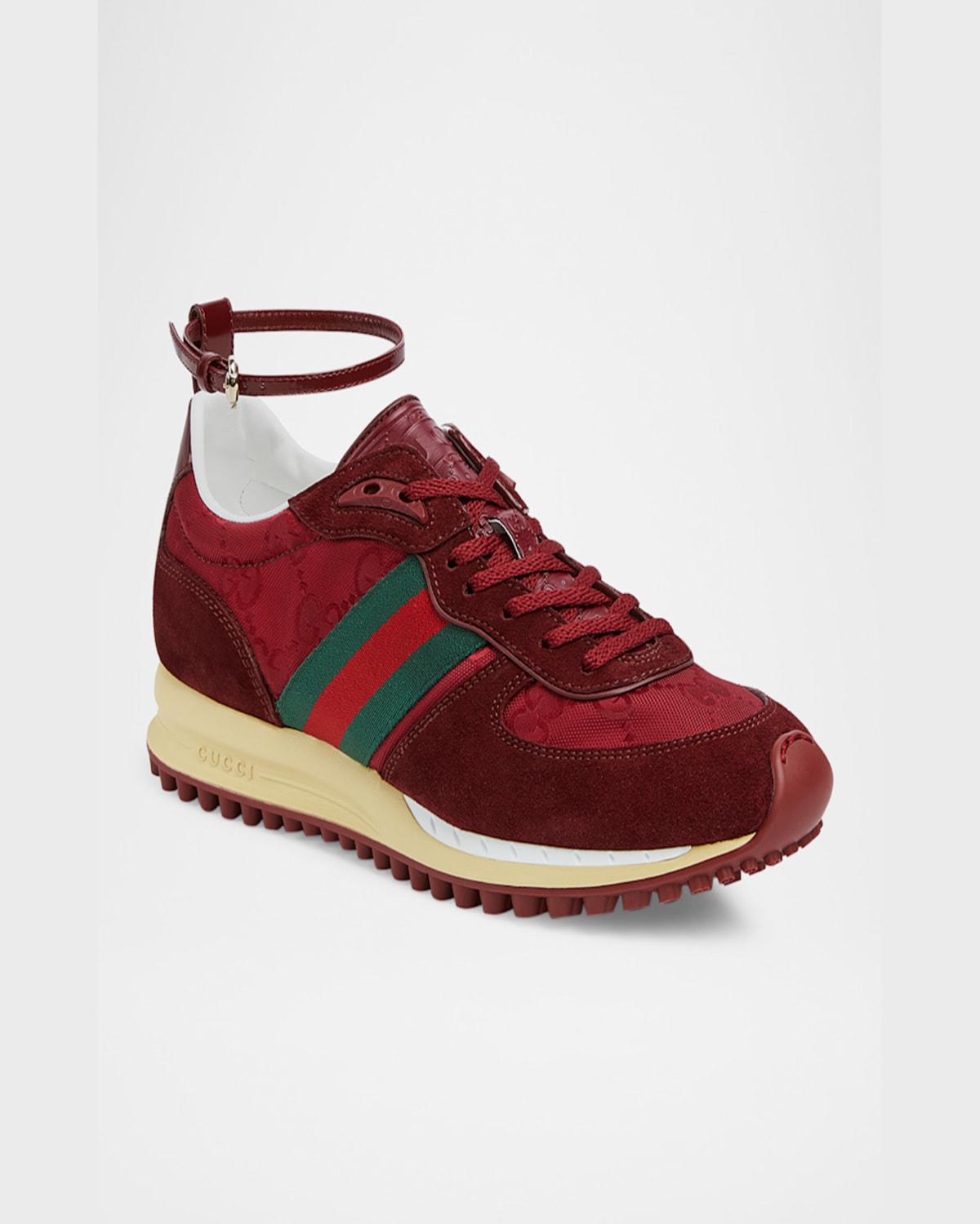 Gucci Re-motion Leather-trimmed Suede Sneakers In Red