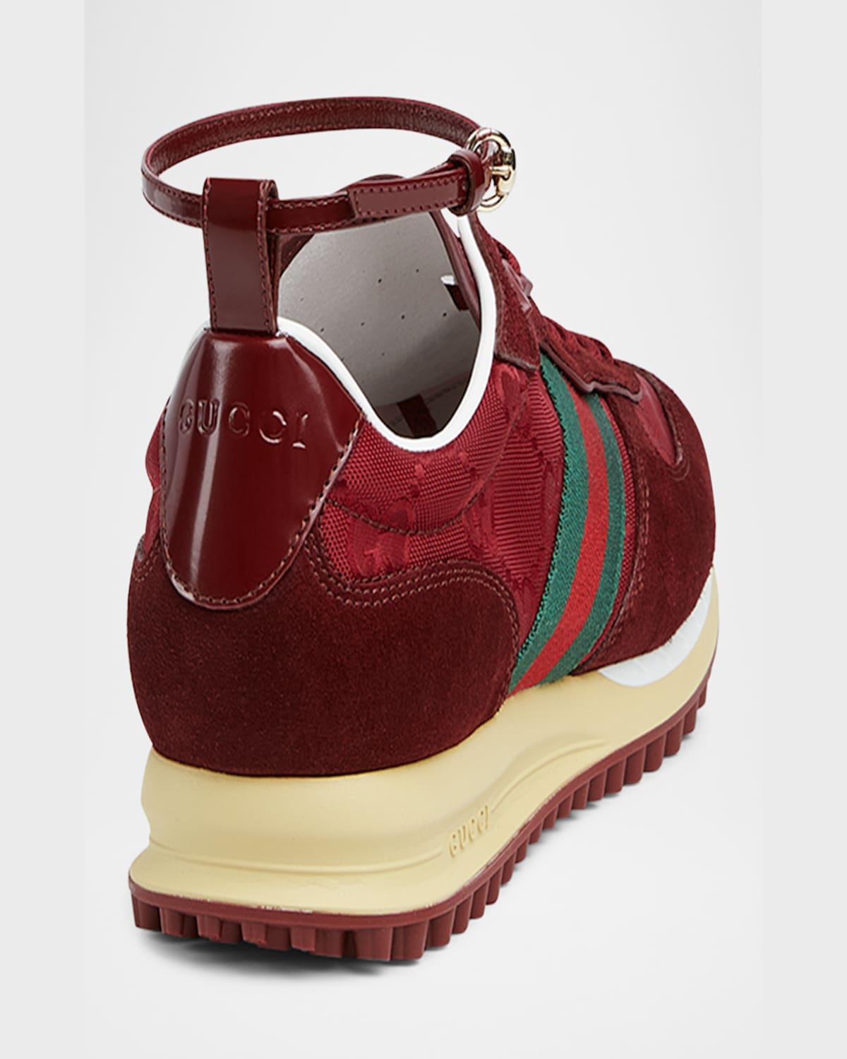 Gucci Re-motion Leather-trimmed Suede Sneakers In Red