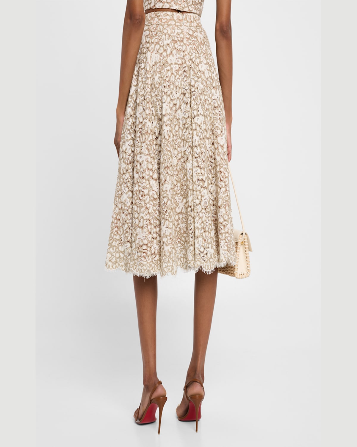 Michael Kors Collection Soutache Lace Circle Skirt In Hempecru