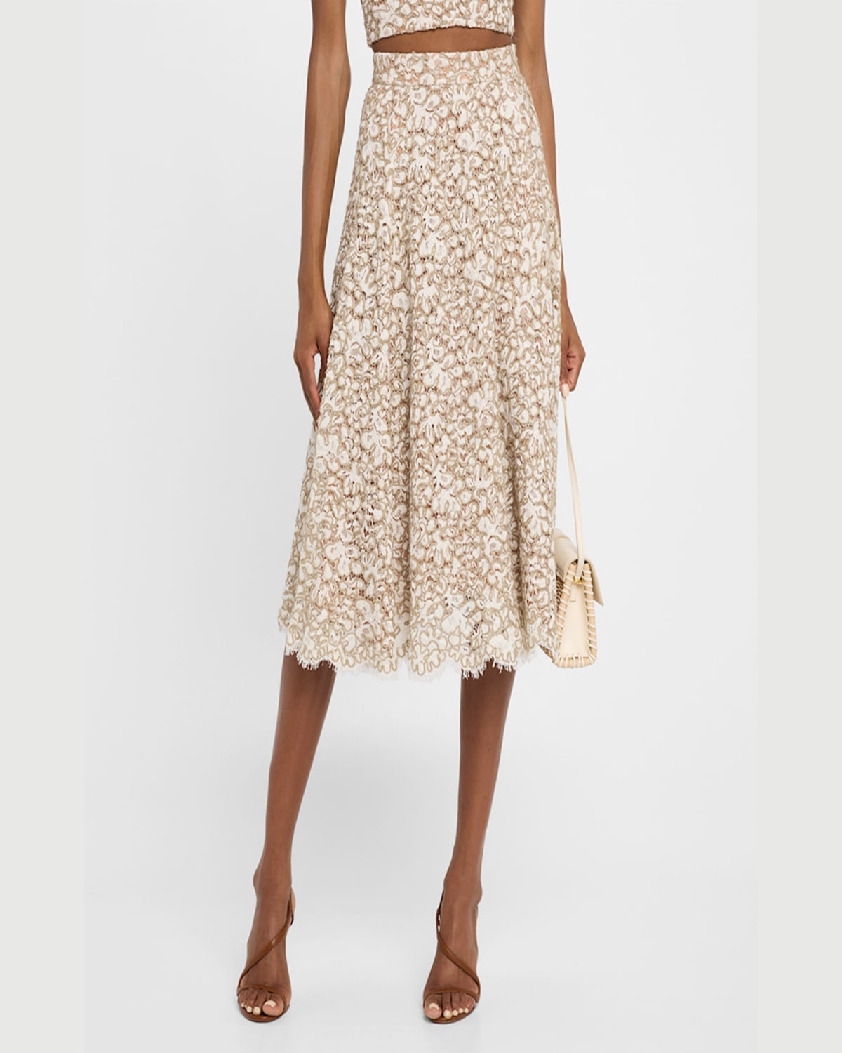 Michael Kors Collection Soutache Lace Circle Skirt In Hempecru