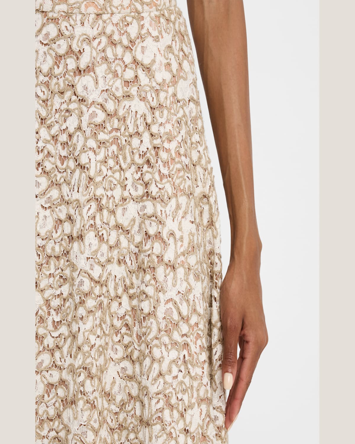 Michael Kors Collection Soutache Lace Circle Skirt In Hempecru