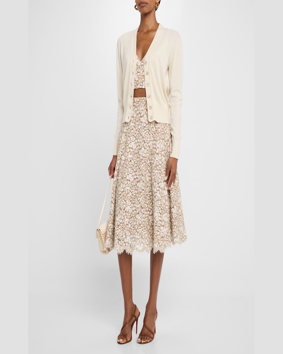 Michael Kors Collection Lace Bustier Top In Hempecru