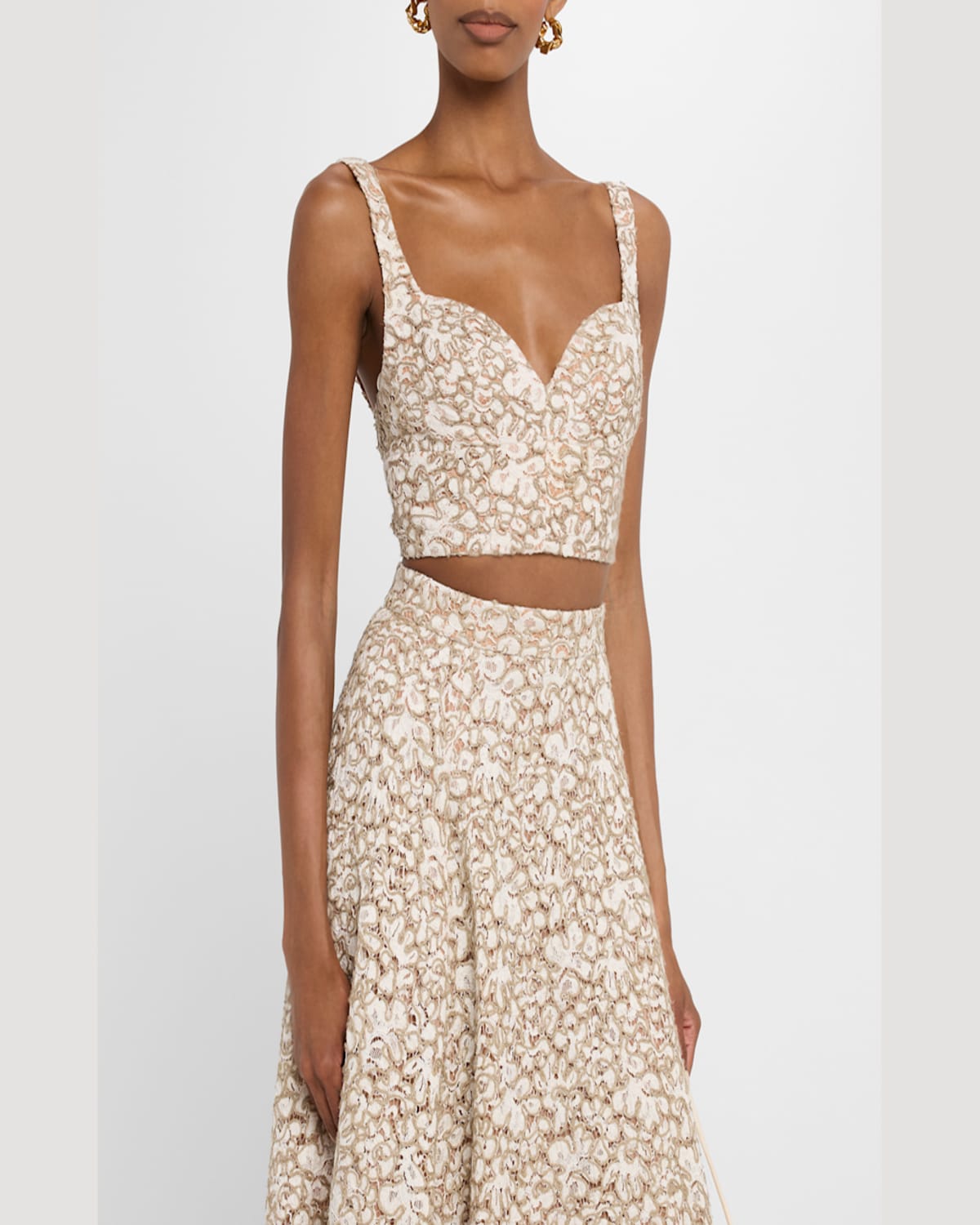 Michael Kors Collection Lace Bustier Top In Hempecru