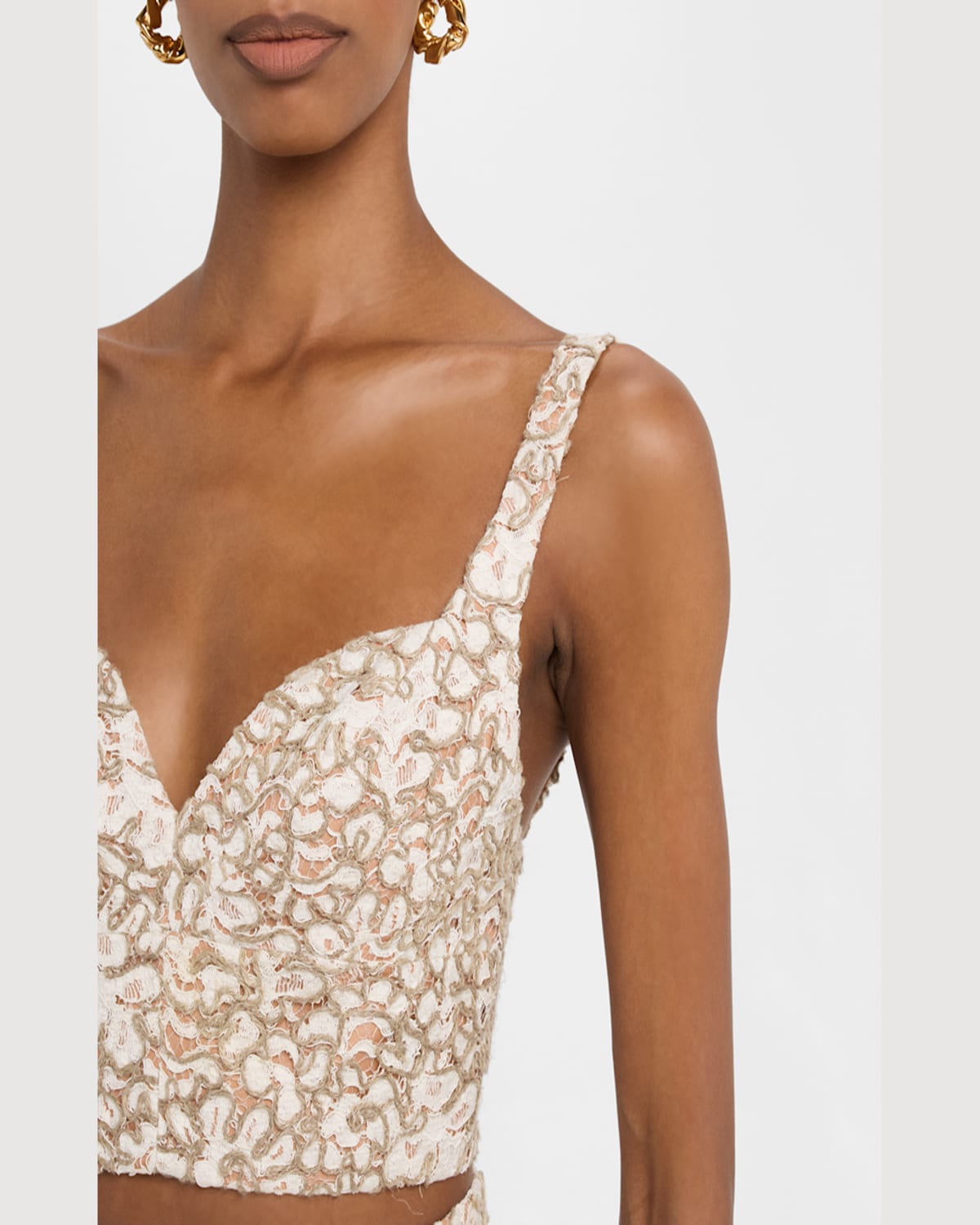 Michael Kors Collection Lace Bustier Top In Hempecru