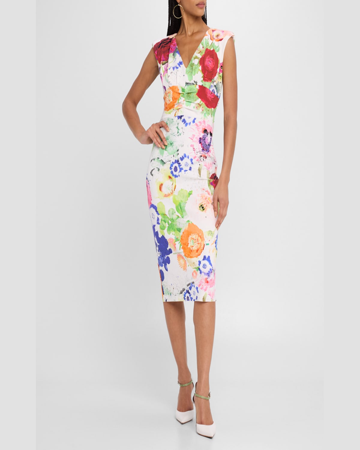 Chiara Boni La Petite Robe Shunji Floral-print Bodycon Midi Dress In New Summer Flowers