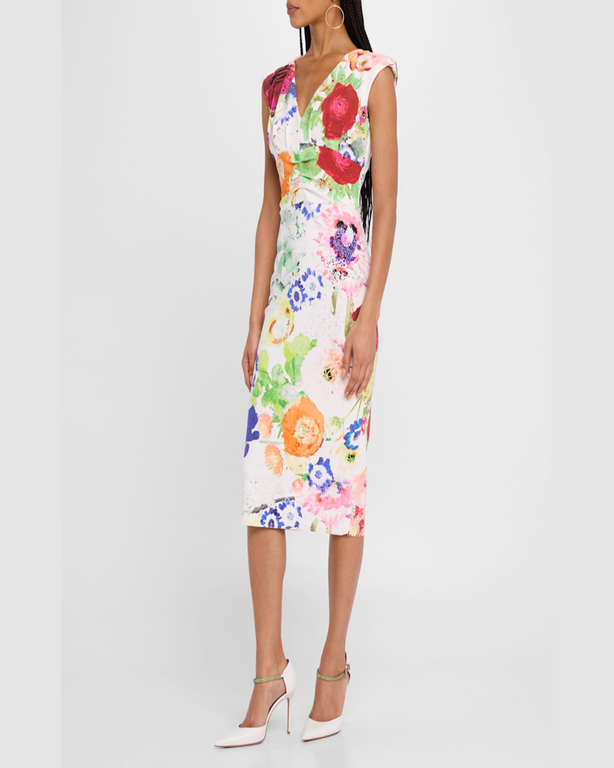 Chiara Boni La Petite Robe Shunji Floral-print Bodycon Midi Dress In New Summer Flowers